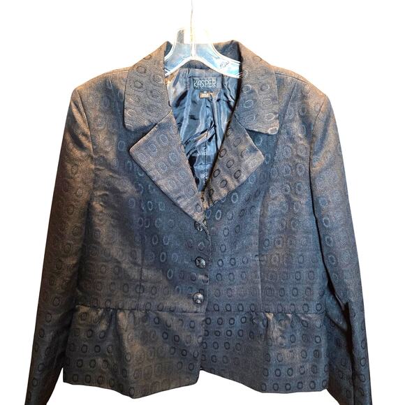 Kasper 14 Black 3 Button Women's Blazer Jacket Suit Coat Misses Size Large L - Picture 1 of 7